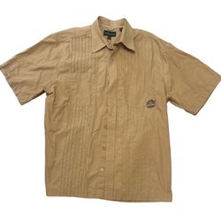 Vintage Timberland Men’s Brown Pocketed Short Sleeve Button Up Size XL/TG