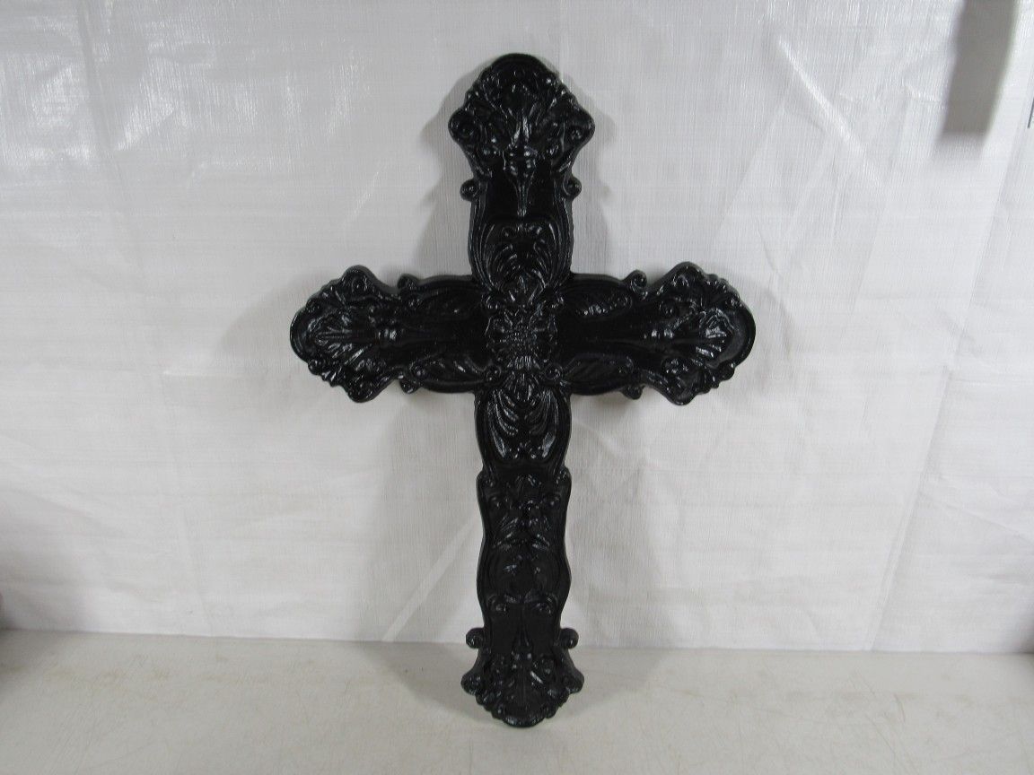 Decorative Cast Iron Vintage Ornate Wall Mount Heavy Cross 20" X 13"

