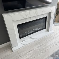 60 Inch Electric Fireplace with Mantel, Replaceable 42