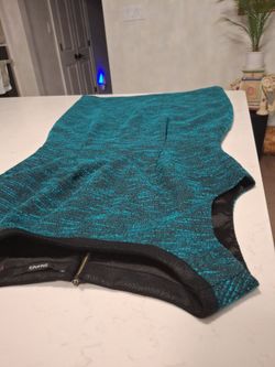 Tahari Teal and Black Textured Dress