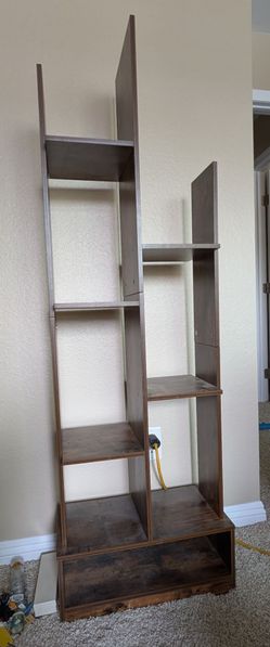 Tall Dark Brown Wood Bookshelf