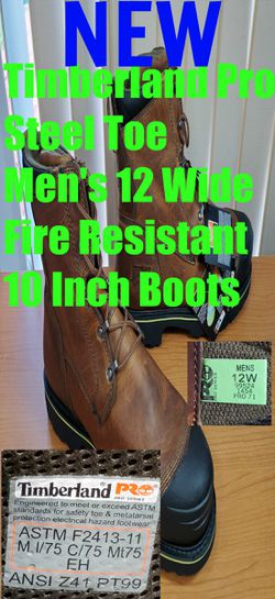 NEW Timberland Pro Steel Toe Men's 12 Wide Fire Resistant 10 Inch Boots Jordan