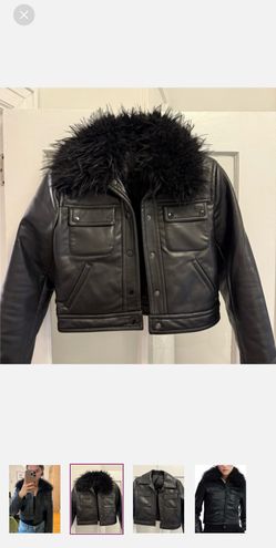 MANGO REMOVABLE COLLAR FUR JACKET