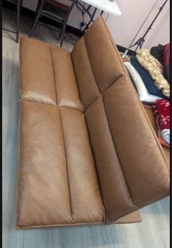 Camel faux leather couch