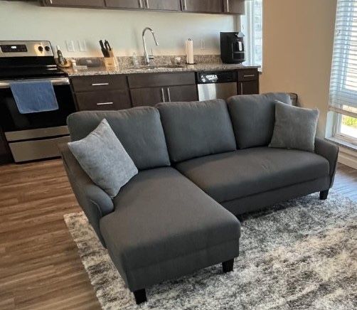 Sofa Bed Signature Design by Ashley Jarreau Modern Sectional Sleeper Sofa Couch with Chaise Lounge, Grey