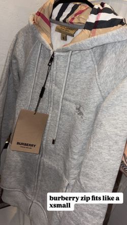 Burberry Grey Zip-Up Hoodie — Size M (Fits XS/S) 🔥