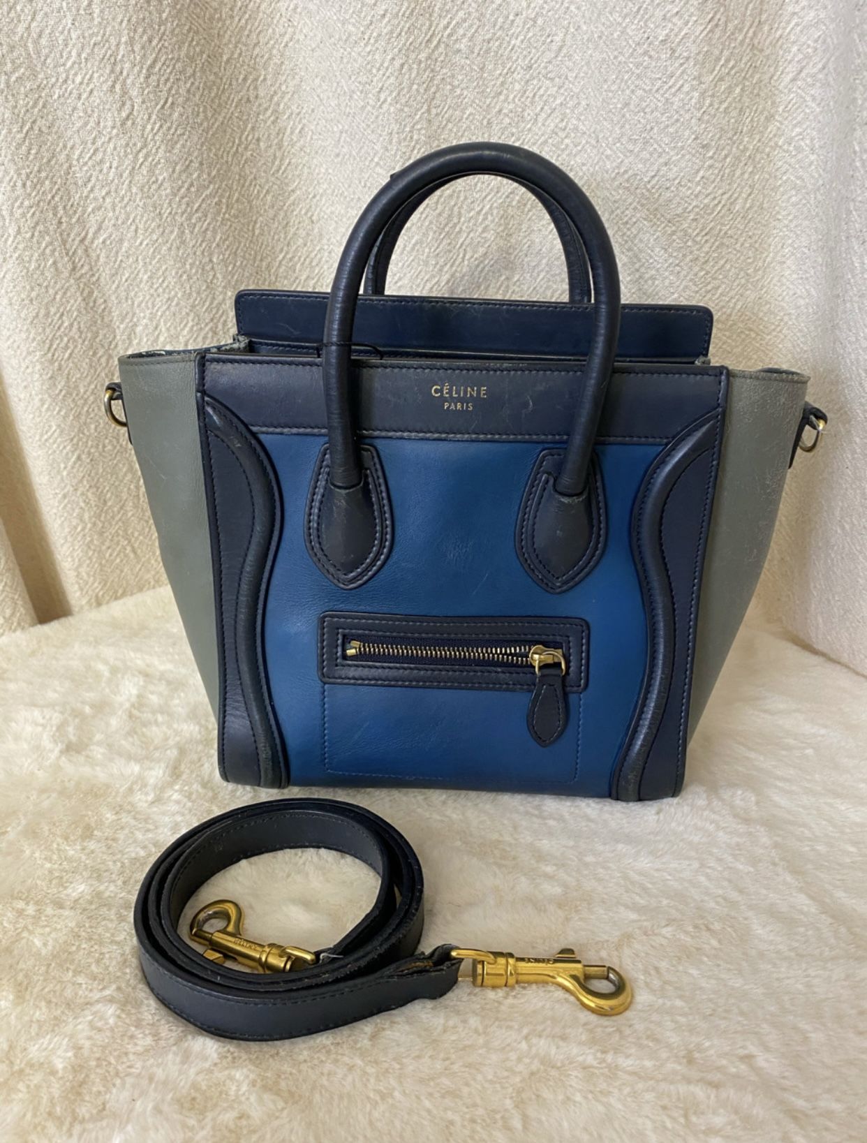 Celine Nano Tri color Calfskin Leather Luggage
