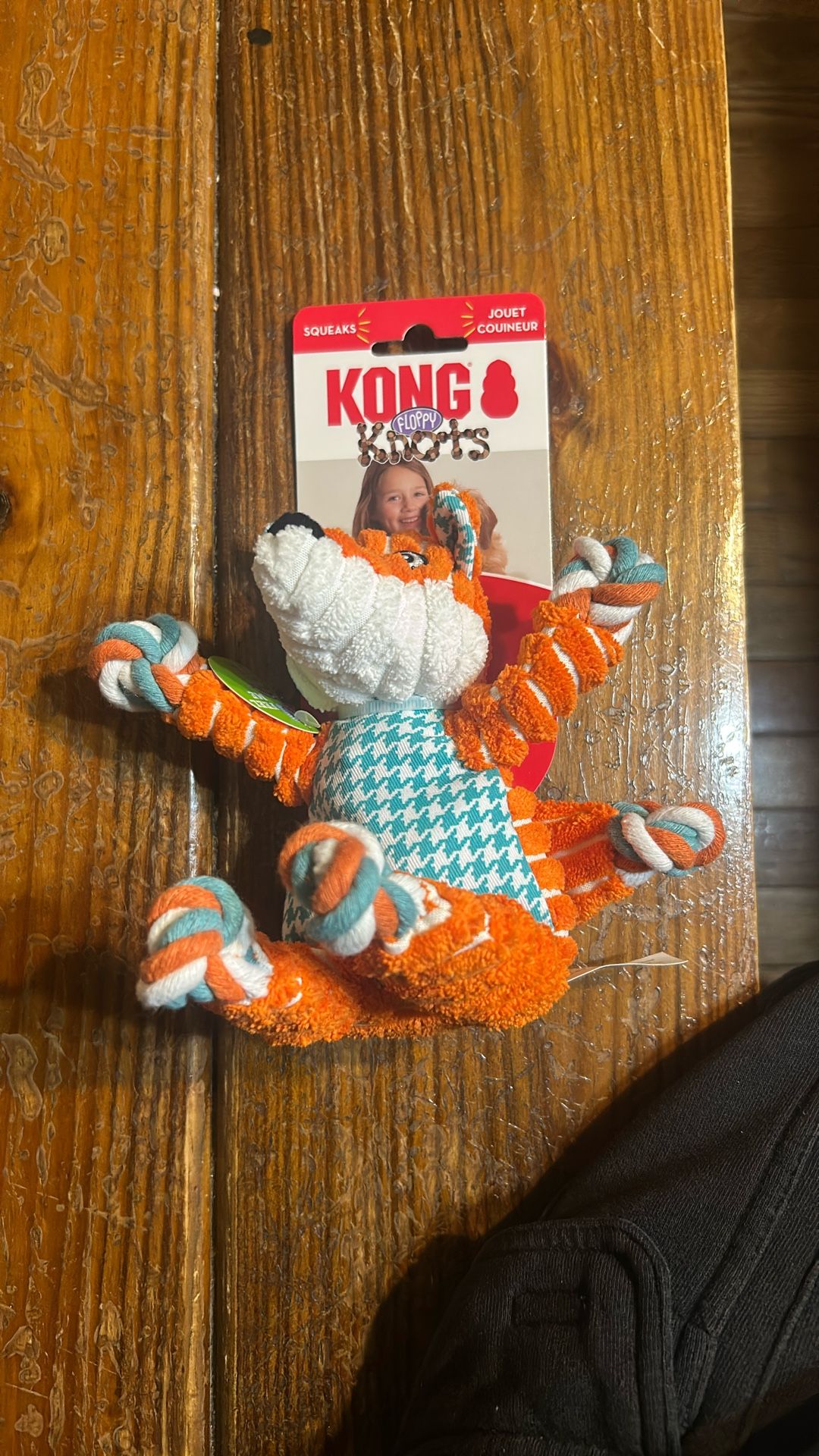 KONG Floppy Knots Dog Toy, Fox NKF32 , Medium - Large, Brand New, Squeaker