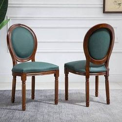 Virabit French Country Dining Chairs Set of 2, Vintage Louis Chairs with Curved Backrest and Beautifully Carved Solid Wood Frame Farmhouse Dining Chai