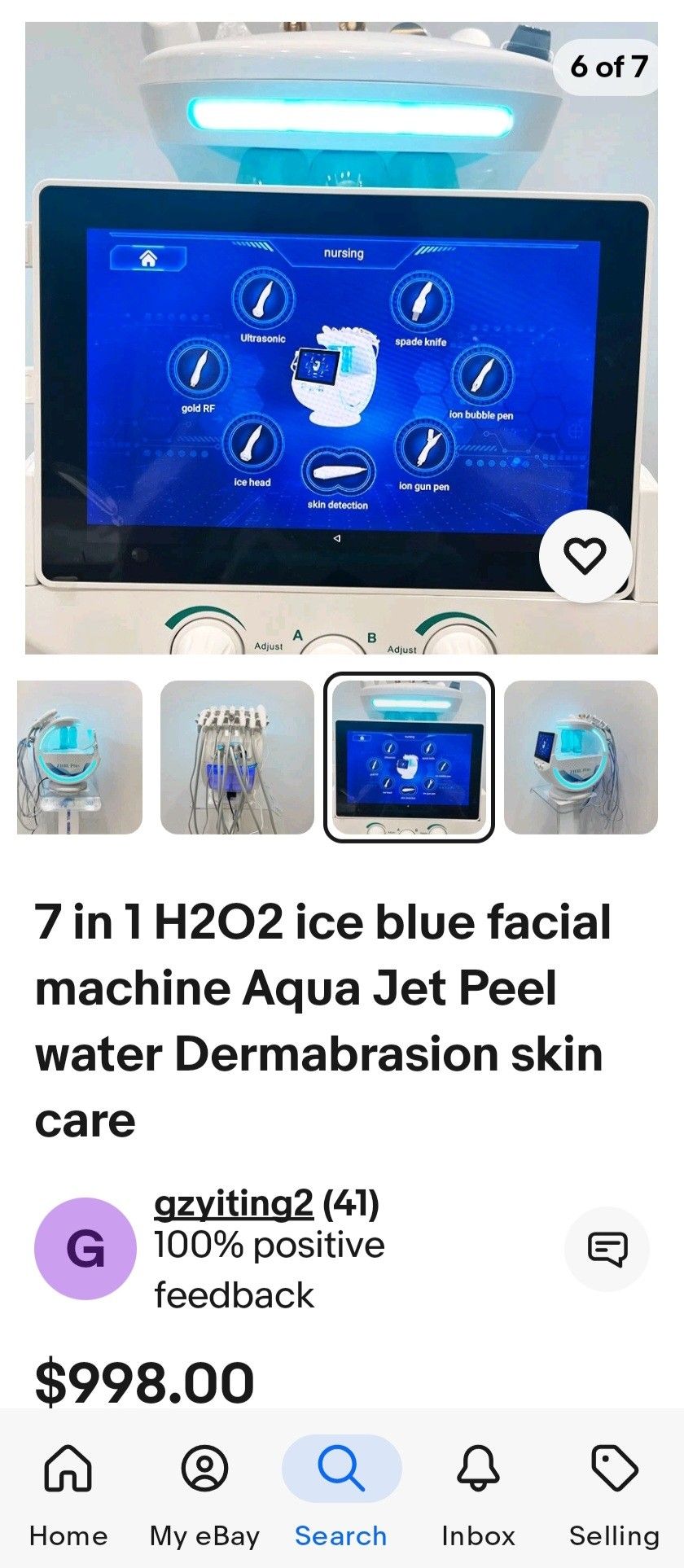 Hydro-facial, 7 In One H2O 2 ICe Blue Facial Machine Aqua Jet Peel Water Dermabration Skin Care.