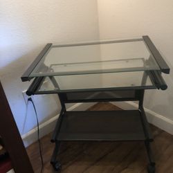 Small Computer Desk/ Glass Table