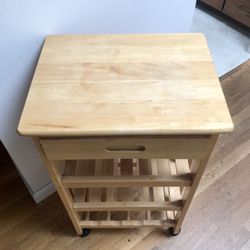 NICE SOLID WOOD ROLLING KITCHEN CART UTILITY CART WITH DRAWER