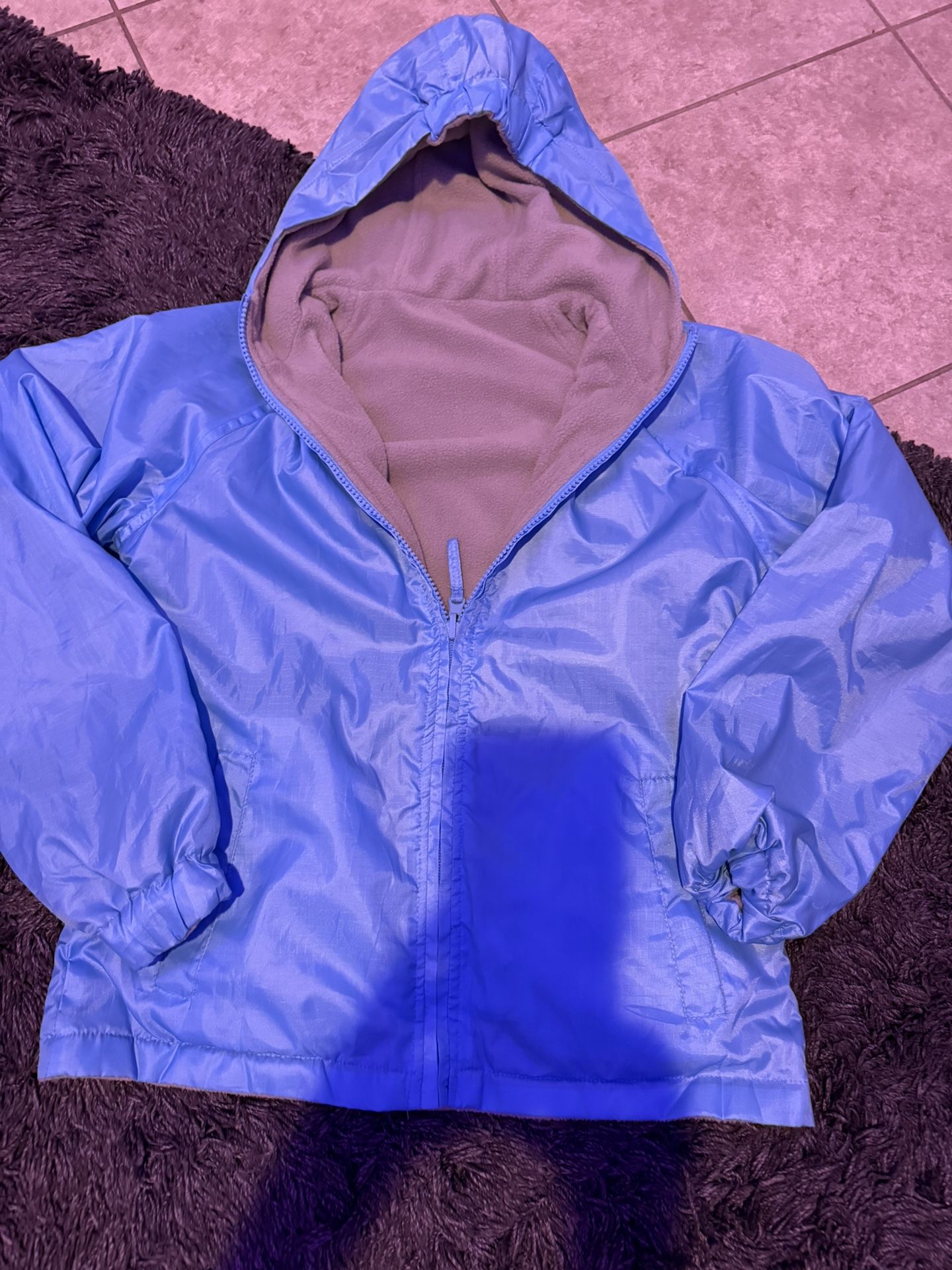 Boys Like New blue Raincoat Size 10/12 Inside fleece for extra warmth