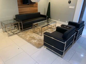 Reception /lobby sofa set black chrome