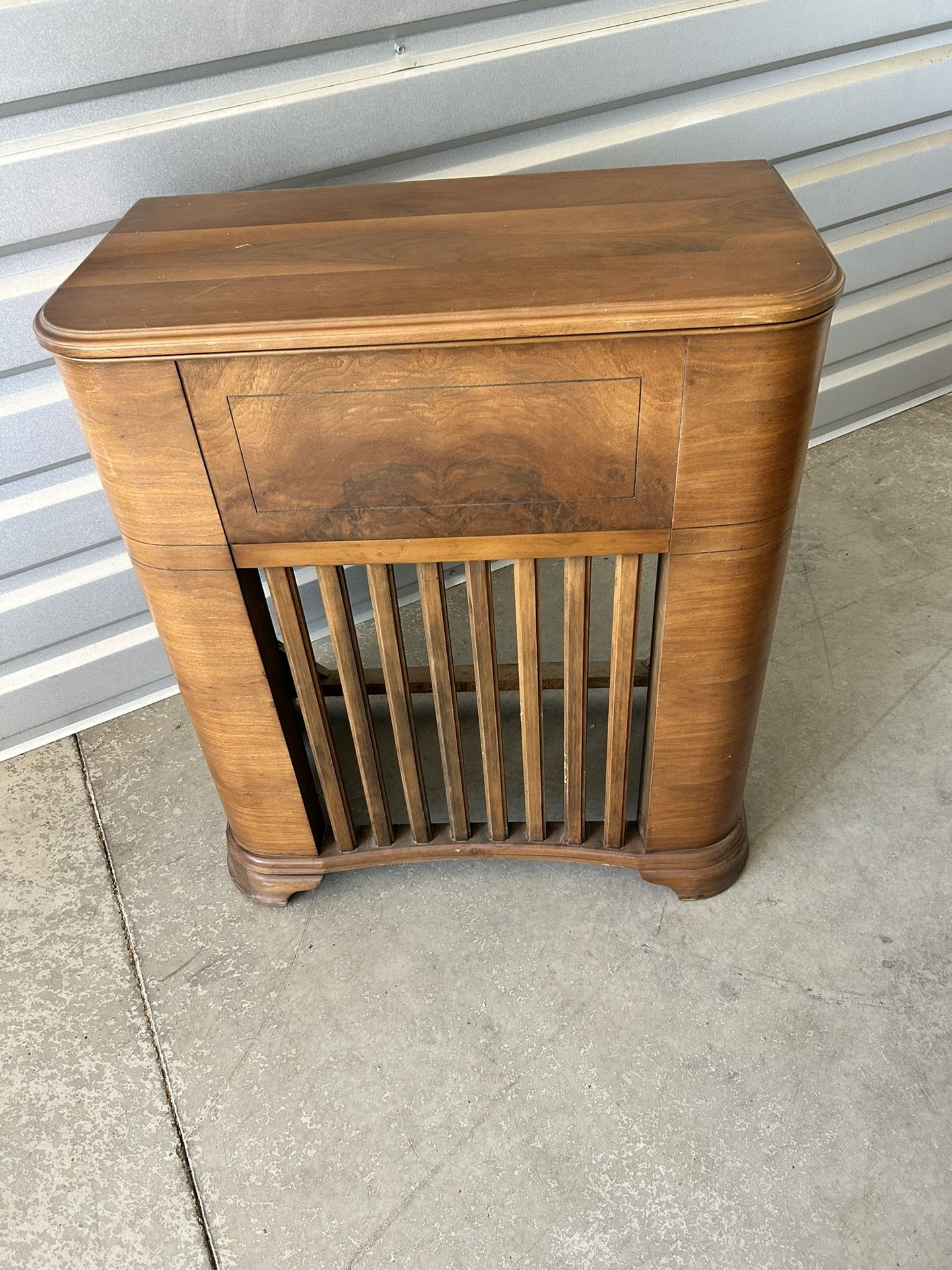Antique Wood Radio Cabinet Floor Decore .