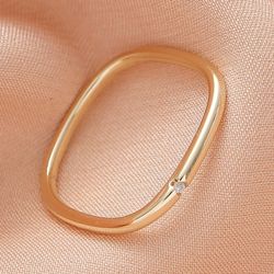 small square diamond simple style plain circle square ring net celebrity square zircon light luxury fashion morning light exquisi