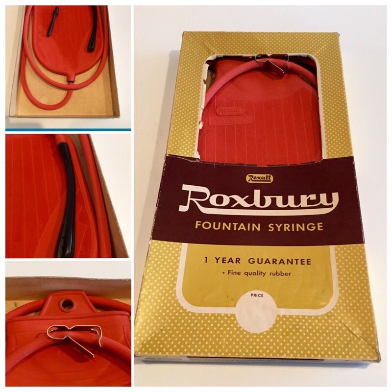 VINTAGE Roxbury Rubber ENEMA BAG, DOUCHE BAG, FOUNTAIN SYRINGE, Rexall Drug R-550