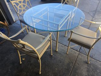 Patio Dining Set with Glass Top Table