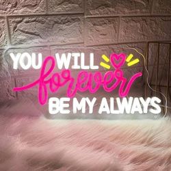 Like new YOU WLL Forever BE MY ALWAYS Neon Sign,Neon Signs for Wall Decor, Large Led Neon Sign It's A Love Story Personalized Neon Lights Signs for Be