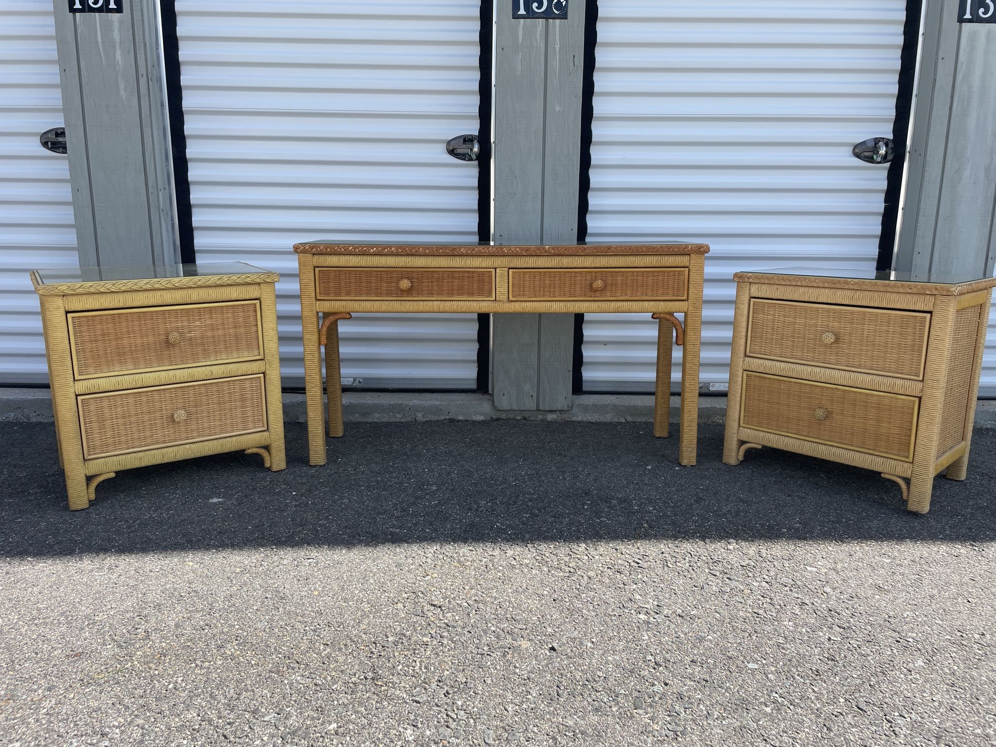 Henry Link Wicker Console and End Tables