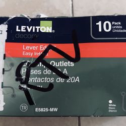 Leviton Decora Lever Edge 20 Amp 125 Volt Tamper-Resistant Duplex Outlet/Receptacle, White (10-Pack) E5825-MW New, The Box Is Tear But All Outlet Is N