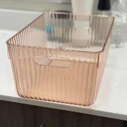 Rose Gold Ribbed Storage Bin