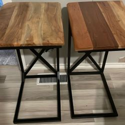 2 Side Tables With Outlet Connections 