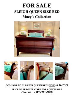 Macy's Collection Queen Sleigh Bed Frame and mattress