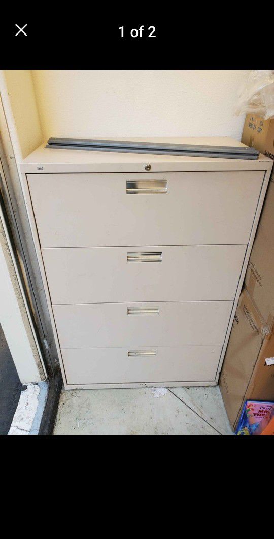 4 Drawer Lateral File Cabinet.  Putty Color