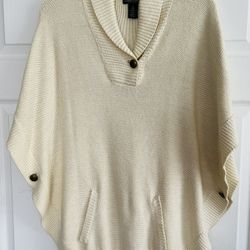 Ralph Lauren Poncho Sweater Cream Color Size S