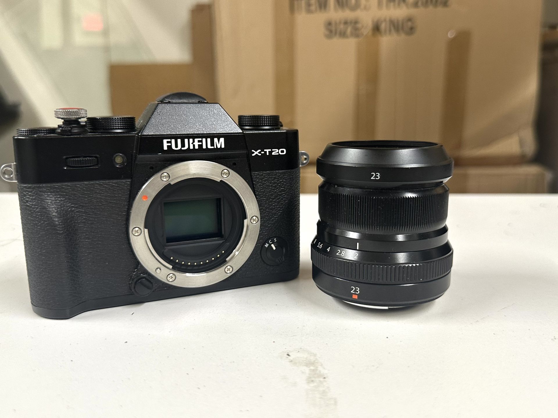 Fujifilm x-t20 camera with Fujifilm lens fujinon xf 23mm f/2 r wr r
