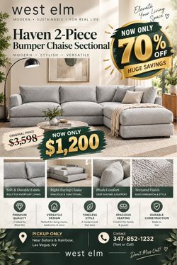 West Elm  Sofa - 2pc Sectional