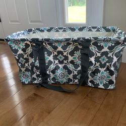 Gray/teal Xl Open Top Collapsible Tote NWT