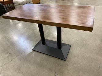 Walnut and Metal Rectangular Pedestal Dining Table