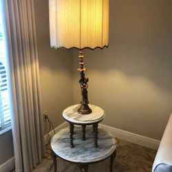 Vintage French Style 2 Tier Lamp  /  69 Inches Tall 