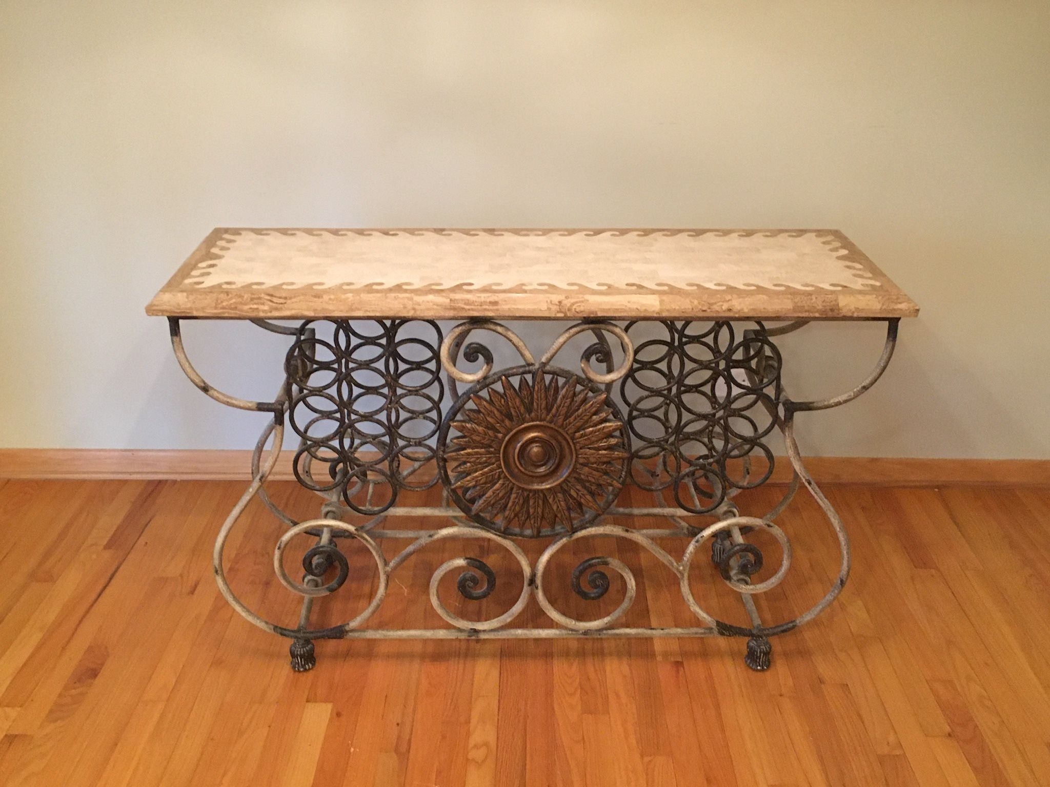 Marble Sideboard Buffet Table W/ Iron Console