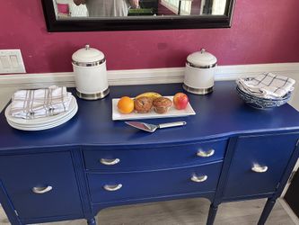 Refurbished Compass Blue Buffet With Satin Poly Finish