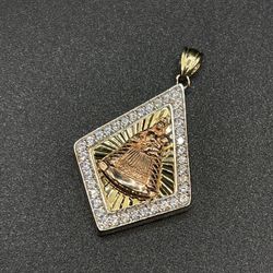 Religious Pendant Sterling Silver .925 Over Gold
