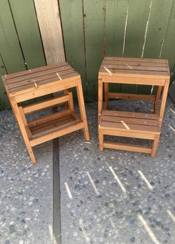 Folding Step Stool, Wooden 2-Step Stool for Kids & Adults, Holds up to 550Lbs, Portable Plant Stand