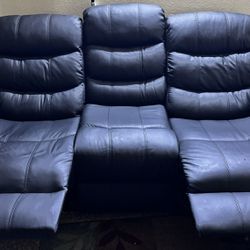 5 Seater Matte Black Recliner Sofa Set