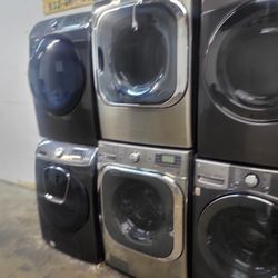 LG SET STEAM WASHER AND GAS DRYER JUMBO STAINLESS STEEL