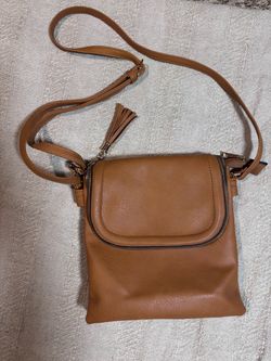 Brown Faux Leather Crossbody Bag