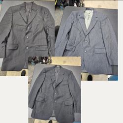 Lot of 3 Men's Suit Jackets Blazers Charcoal Grey Black Pinstripe Business
