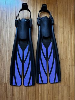 W Small Atomic Aquatics Split Fins Black & Purple Adjustable Scuba Snorkel Fins