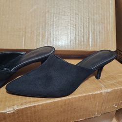 Forever 21 Size 9 Black Vegan Suede Mules Slip Ons Heels 