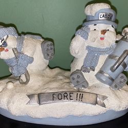 Vintage Snow Buddies Fore Figurine- Encore Group- Snowman- Golf- Caddy ~ 4 1/4 T