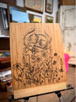 Floral Mew Cutting Board Decor