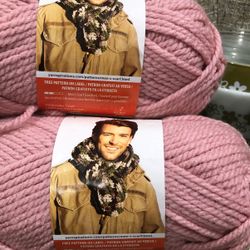 2 Of Bernat Softee Chunky Yarn Pink Super Bulky Scarf Knit 3.5oz Acrylic