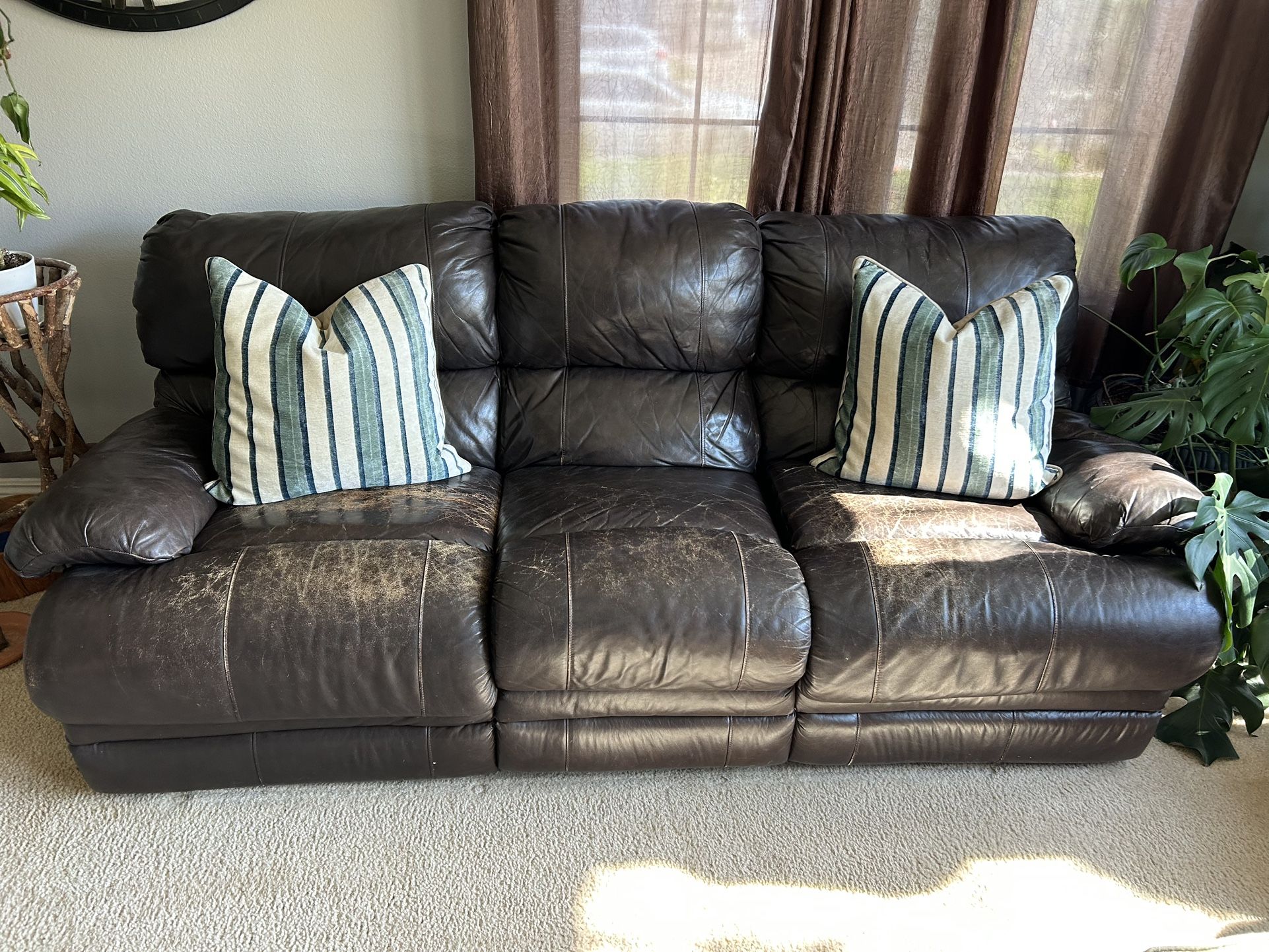 2 Leather Couches Reclining