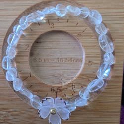6-10mm Irregular Clear Quartz Flower Bracelet